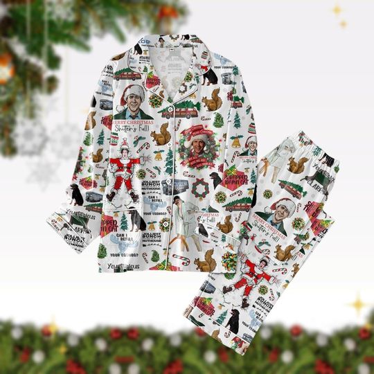 Merry Christmas Shitters Full Pajamas Set, You Serious Clark Pj Set, Griswolds Tree Farm Holiday Pajamas, National Lampoons Movie Xmas