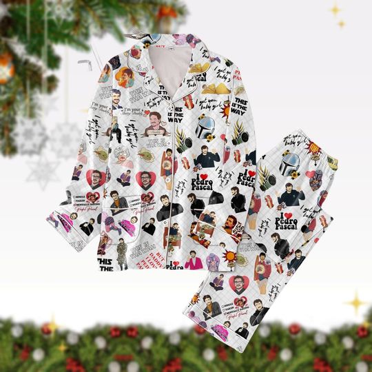 Christmas Pedro Pascal Pajamas, Narco Pedro Pascal Shirt Pants Set, Daddy Is A State of Mind Thick Pajamas, Pedro Pascal Daddy Meme Shi