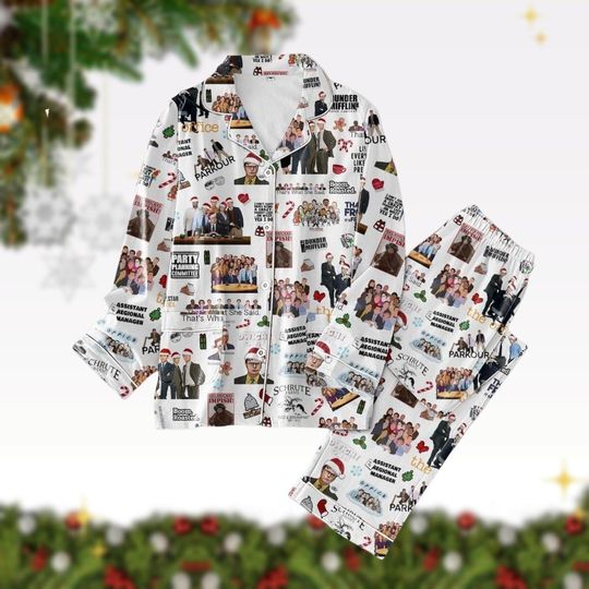 The Office Christmas Pajamas, Micheal Scott Thick Pajamas, Threat Level Midnight Tshirt Pants Set, Funny TV Show Xmas, Dw Schrute P