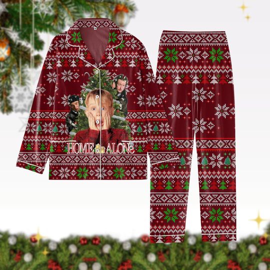 Home Alone Christmas Pajamas Set, Home Alone Battle Plan Map T Shirts Pants Set, Kevin Battle Plan Map Pj Set, Family Xmas Set Of Pajam
