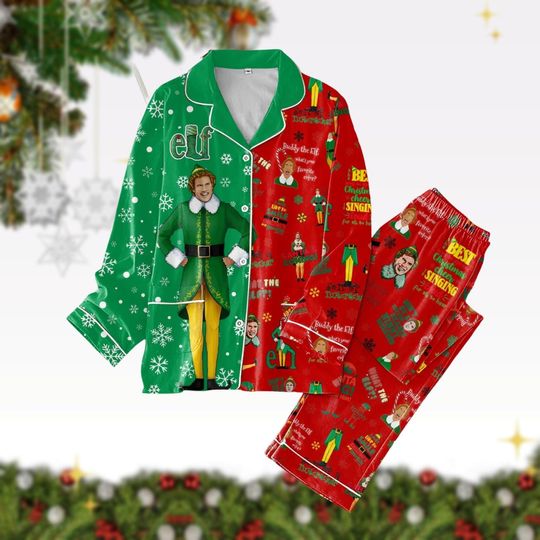 Buddy The Elf Christmas Pajamas, Elf Movie Xmas Pj Set, Best Christmas Cheer Is Singing Loud For Hear, Xmas Movie Gift Holiday