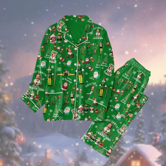 Christmas Elf Pajamas Set, Buddy Pajamas Family, Vintage Tv Series Holiday Pajamas, Christmas Movie Pajamas For Party, Christmas Gift