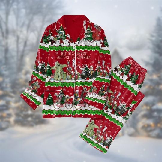 Christmas Jack Skellington Pajamas Set, Nightmare Before Christmas Pjs, Sally, Oogie Boogie, Lock Shock And Barrel Shirt, Disney Gift