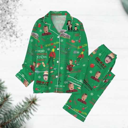 Christmas Home Alone Pajamas Set, Kevin McCallister Pajamas, Wet Bandits Holiday Pajamas, Funny Xmas Movie Gift