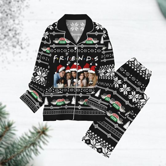 Friends Tv Show Christmas Pajamas, Central Perk Pajamas Set, Friends Chandler Monica Women Pajamas, Winter Holiday Gift
