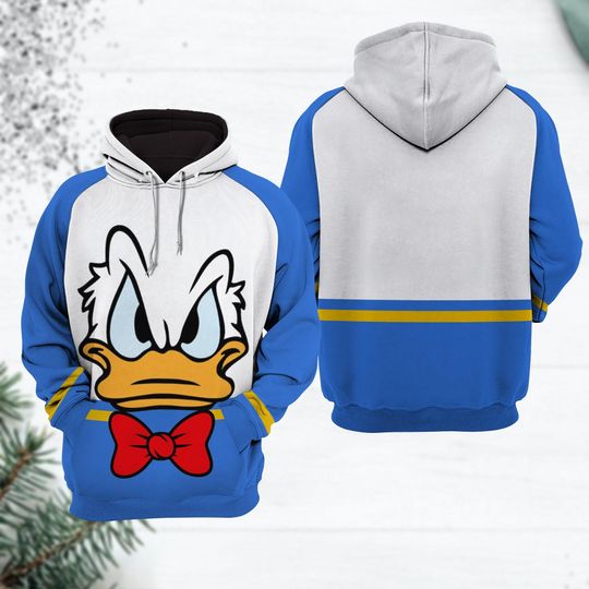 Donald Duck Hoodie, Donald Angry Face 3D Hoodie, Disney Cartoon Cosplay Hoodie, Duck Hoodie Men, Magic Kingdom Shirt