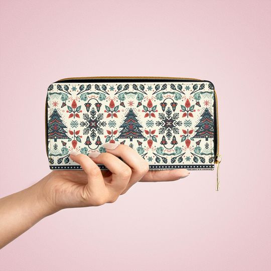 Nordic Christmas Leather Wallet | Women Wallet | Gift For Women