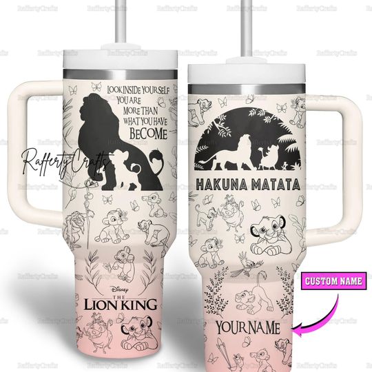 Custom Disney Lion King 40oz Tumbler, Hakuna Matata Stainless Tumbler, Simba Timon Pumbaa Tumbler, Magic Kingdom Gift