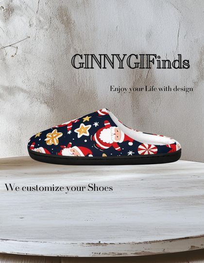 Starlit Santa Claus Slippers, Women's Christmas Indoor Slippers with Stars for Holiday Comfort, Santa Claus Christmas Slippers,