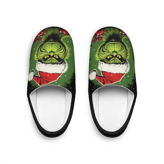 Christmas Men's Indoor Slippers, funny character slipper, holiday slippers, christmas slippers