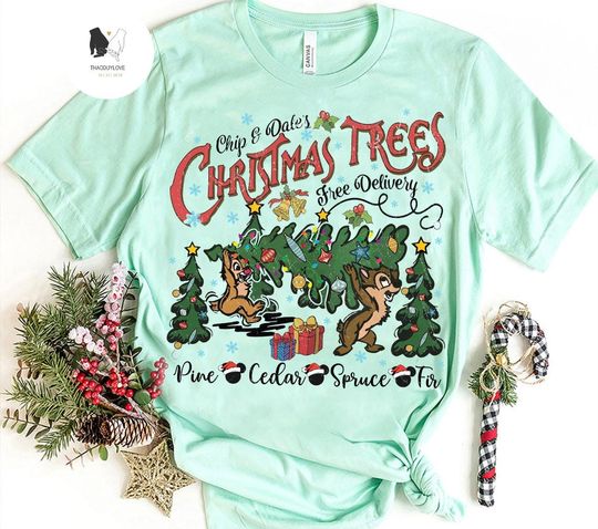 Chip and Dale Christmas Shirt, Double Trouble Christmas Tee, Christmas Disney Couples Christmas Tee, Christmas Trees shirt, WDW Disneyland