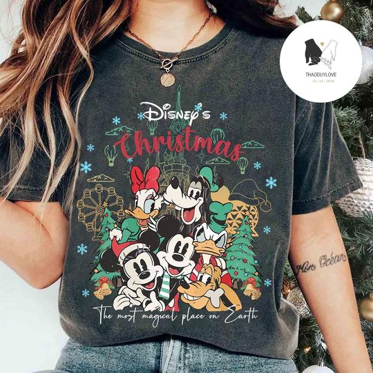 Vintage Mickey's Very Merry Christmas Party Shirt, WDW Disneyland Christmas Sweatshirt, Mickey & Friends Christmas Matching Family Tee