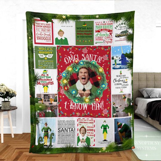 Buddy the Elf Santa Blanket, Festive Christmas Apparel Blanket, Buddy the Elf Inspired Santa Claus Blanket