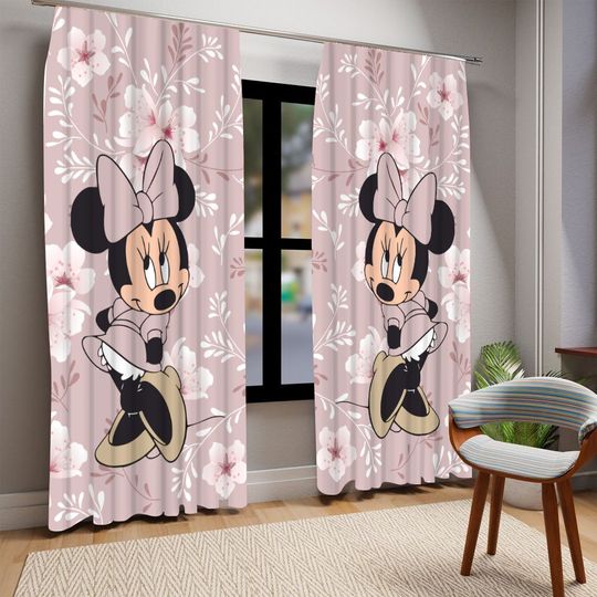 Minnie Mouse Curtains, Minnie Nursery Curtains, Mickey Mouse Decor, Disneyland Curtain