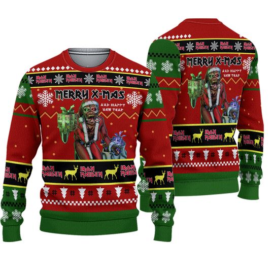 Santa Eddie Iron Maiden Merry X-Mas And Happy New Year Ugly Christmas Sweater