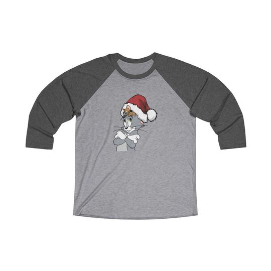 Tom and Jerry Christmas(In Hat) Unisex 3\4 Sleeve Baseball Tee