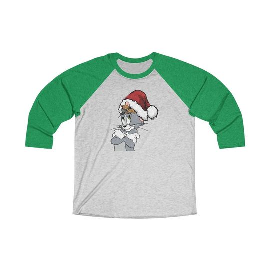 Tom and Jerry Christmas(In Hat) Unisex 3\4 Sleeve Baseball Tee