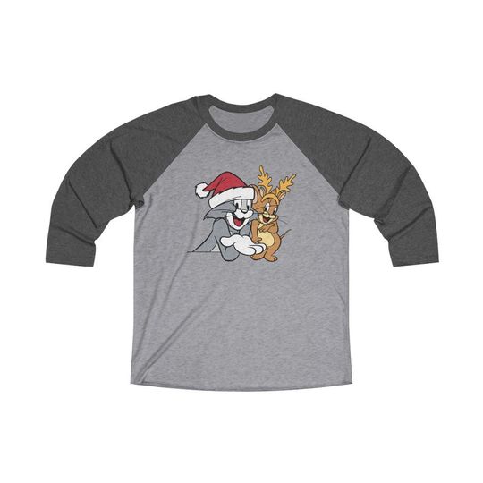 Tom and Jerry Christmas Unisex 3\4 Sleeve Baseball Tee
