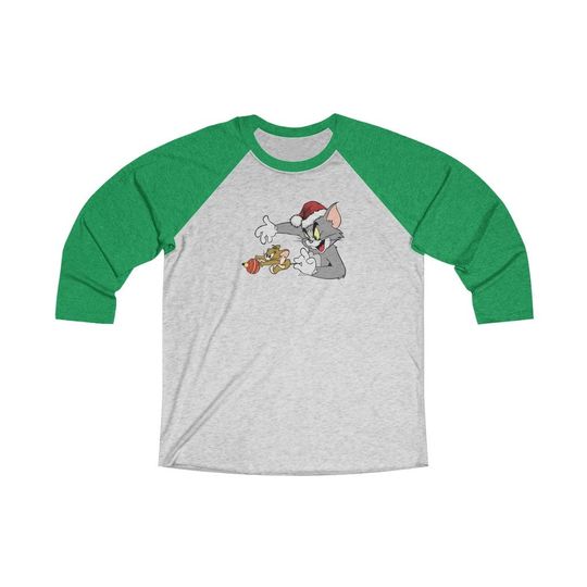 Tom and Jerry Christmas(Snap) Unisex 3\4 Sleeve Baseball Tee