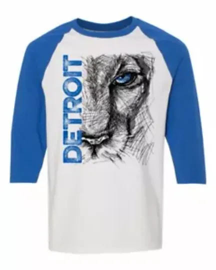 Lion Eye Detroit Unisex 3\4 Sleeve Baseball Tee