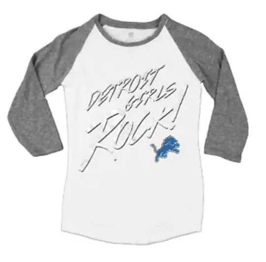 Football Juniors Detroit Lions Unisex 3\4 Sleeve Baseball Tee