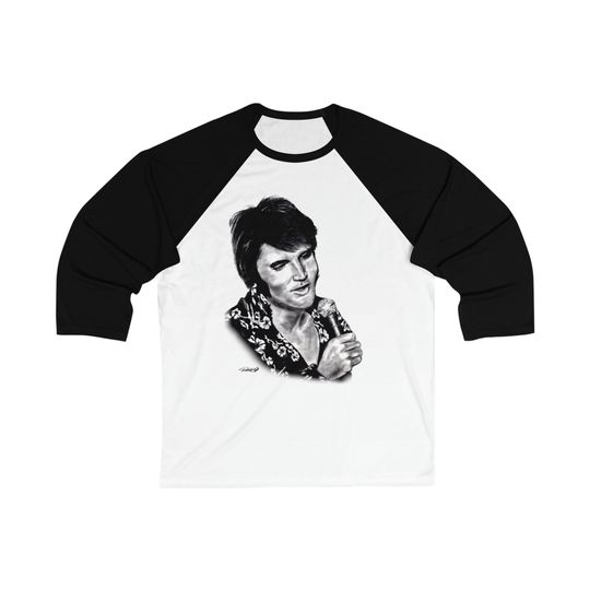 Elvis Presley King of Rock and Roll Unisex 3\4 Sleeve Baseball Tee