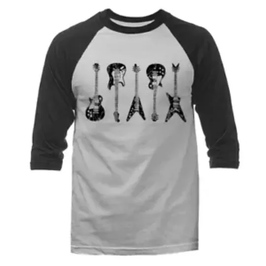 Music Band Guitar Instrument Graphic  3/4 Sleeve Raglan T-shirt