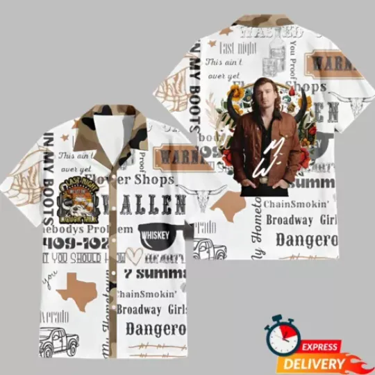 Wallen Western Hawaiian Shirt, Button Down Full Size