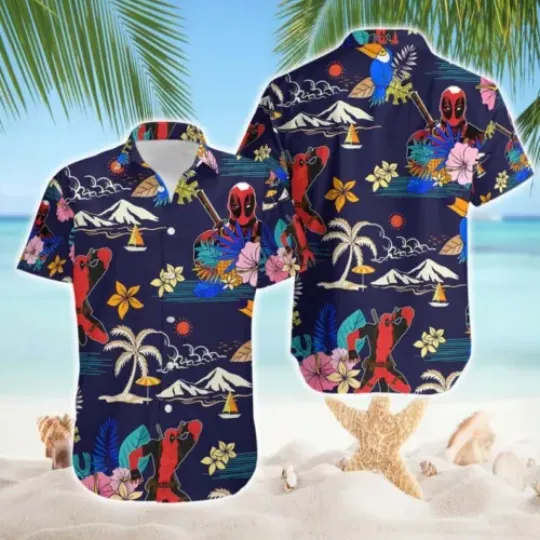 Deadpool Hawaiian Shirt, Button Down Full Size