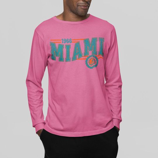 Miami Football Retro Crewneck Long Sleeve, Dolphin Retro Comfort Colors Shirt, Miami Unisex Shirt, Game Day T-Shirt, Dolphin Fan Gift