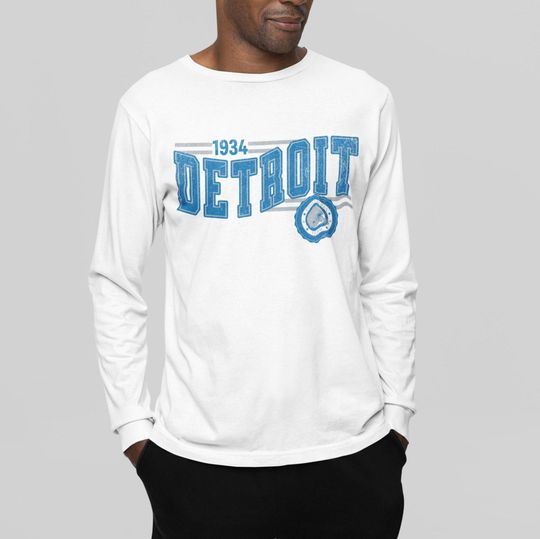 Detroit Football Retro Crewneck Long Sleeve, Lion Retro Long Sleeve Shirt, Detroit Unisex Shirt, Game Day T-Shirt, Lion Football Fan Gift