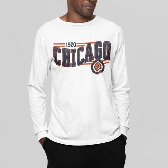 Chicago Football Retro Crewneck Long Sleeve, Bear Retro Long Sleeve Shirt, Chicago Unisex Shirt, Game Day T-Shirt, Bear Football Fan Gift