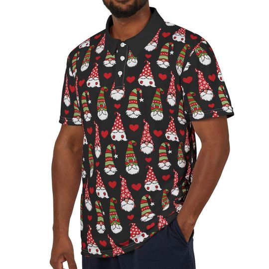 Gnome Polo Shirt Christmas Polo Shirt Unisex Short Sleeve Funny Christmas Polo Shirt