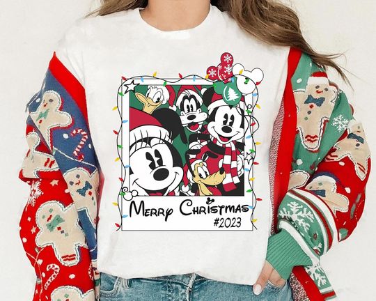Disney Mickey and Friends Merry Christmas Polaroid Shirt, Disney Mickeys Very Merry Christmas Shirt, Christmas Disney Family Matching Shirt