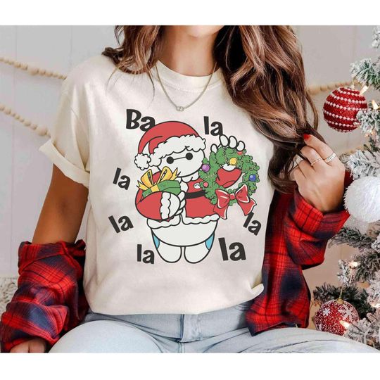 Disney Santa Baymax Christmas Lights Lalala Shirt, Big Hero Cute Santa Baymax, Disneyland Family Christmas Matching Shirt, Xmas Party Gift