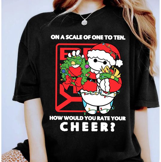 Disney Big Hero Baymax How Would You Rate Your Cheer Xmas T-Shirt, Baymax Christmas Shirt, Cute Baymax Chubby Santa Costume Matching Shirts