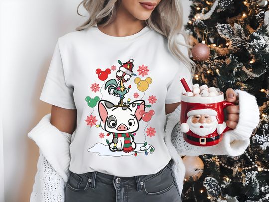 Disney Moana Hei Hei and Pua Christmas Shirt, Disneyland Sweatshirt, Very Merry Christmas Party Shirt, Disney Holiday Toddler Shirt