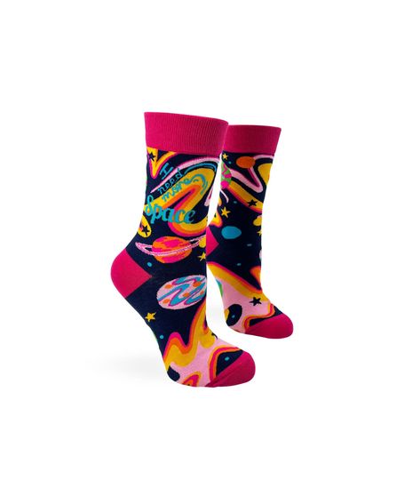 I Need More Space Women's Novelty Crew Socks | Funny Socks | Funny Phrases Socks | Gift for Her | Space Themed Gift