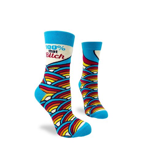 100% That Bitch Ladies' Novelty Crew Socks | Sassy socks with sayings | Funny gift for her | Cute socks