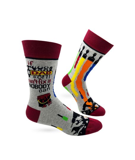 If Dad Can't Fix it Nobody Can Men's Novelty Crew Socks | Gift for Dad | Fathers Day Gift | Funny Dad's Gift