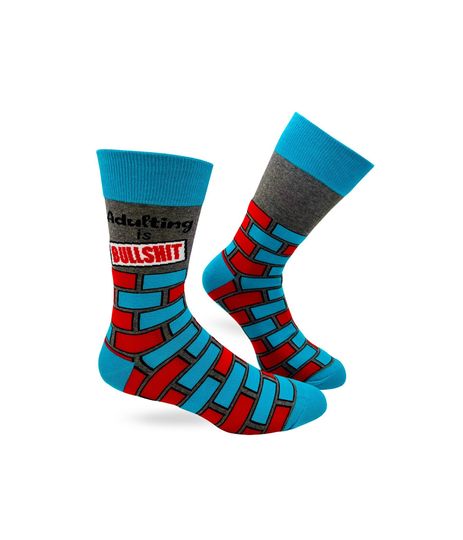 Adulting is Bullshit Men's Novelty Crew Socks | Swear Word Socks | Funny Phrases Socks for Men | Funny Gift for Him