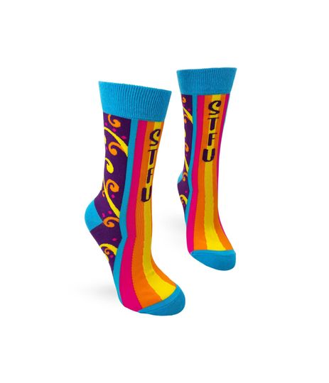 STFU Sassy Women's Novelty Crew Socks | Inappropriate Swear Word Socks | Funny Curse Words Socks | Profanity Socks