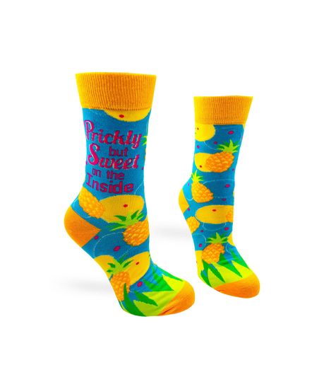 Discover Pineapple Socks | Prickly, But Sweet On The Inside Women's Pineapple Crew Socks | Funny Phrases Socks | Gift for Her | Cute Fun Socks