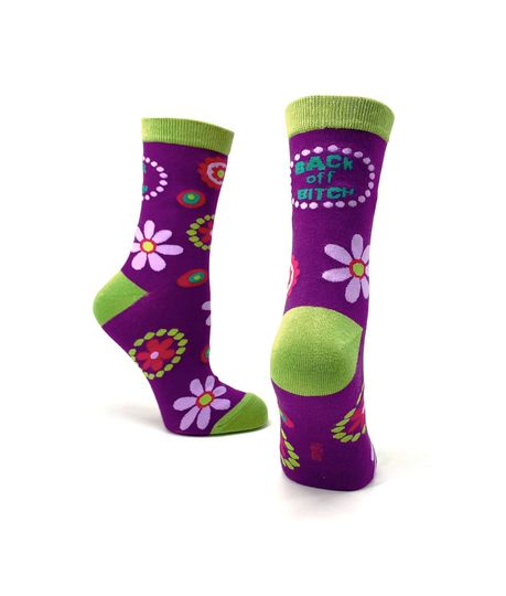 Back OFF Bitch Ladies' Crew Socks | Sassy socks with sayings | Funny gift for her | Cute socks | Letterbox gift | Swear word socks