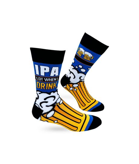 IPA Lot When I Drink Men's Novelty Crew Socks | Beer Socks | Funny Phrases Socks | Funny Beer Gift for Him