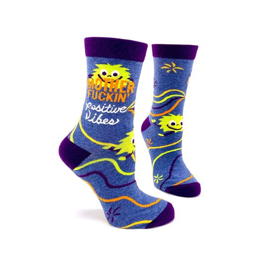 Mother Fuckin' Positive Vibes Women's Crew Socks | Sassy socks | Gift for her | Cute socks | Letterbox gift | Swear word socks