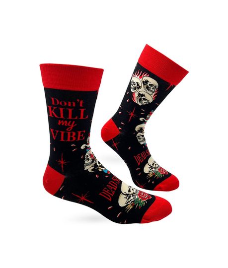 Don't Kill My Vibe Dead Serious Men's Novelty Crew Socks | Funny Phrases Socks for Men | Funny gift for Him