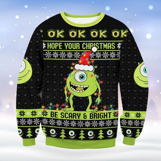 Monsters Inc Ugly Christmas Sweater, Mike Wazowski Ugly Sweater, Disney Trip Shirt, Scary Xmas Sweatshirt, Christmas Party Shirt