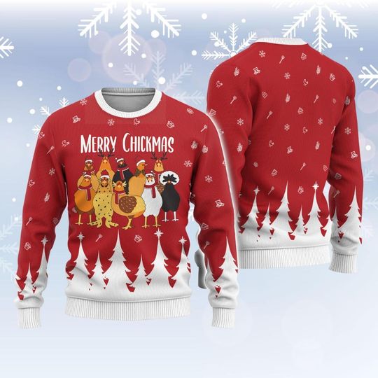 Chicken Christmas Ugly Sweater, Merry Chickmas Ugly Sweater, Farm Animal Sweatshirt, Santa Chicken Shirt, Animal Lover Shirt