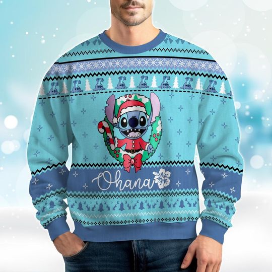 Stitch Christmas Ugly Sweater, Disney Santa Holiday Sweater, Stitch Movie Xmas Shirt, Ohana Means Family Sweater, Magic Kingdom Shirt